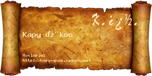 Kapy Ákos névjegykártya